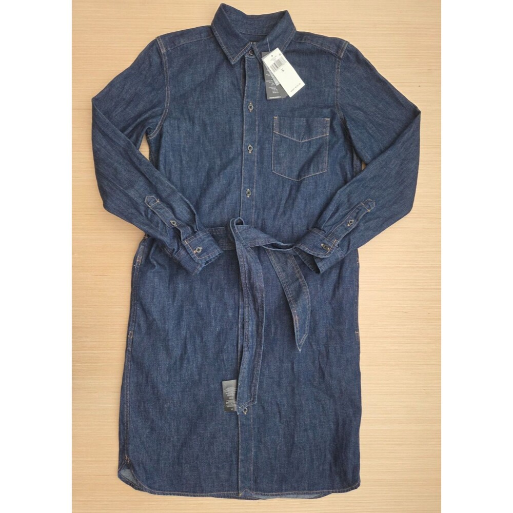 Polo Ralph Lauren Women's S Denim Shirt Dress Long Sleeve Belted Dark Wash NEW